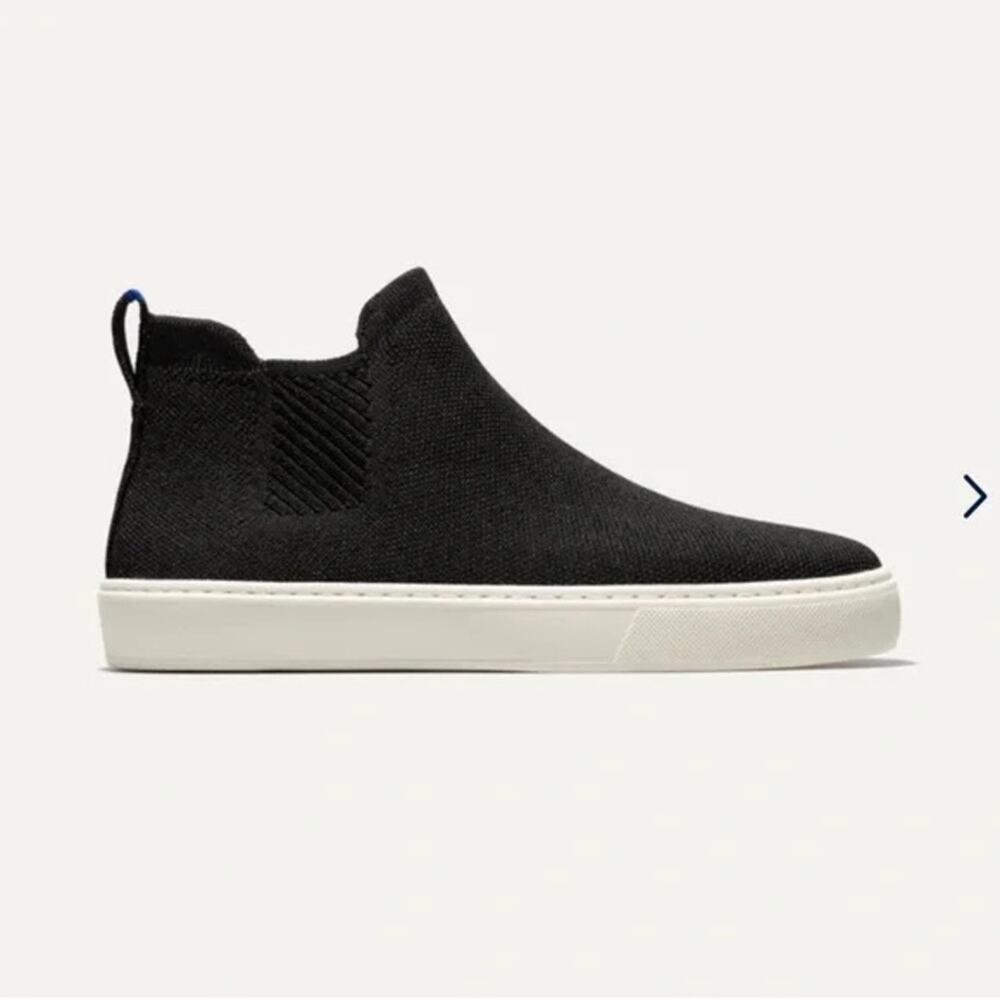 Rothy’s The Chelsea High Top Pull On Sneakers Shoes Black Knit Size 6